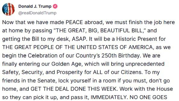 Trump give the order to pass the Big Beautiful Bill